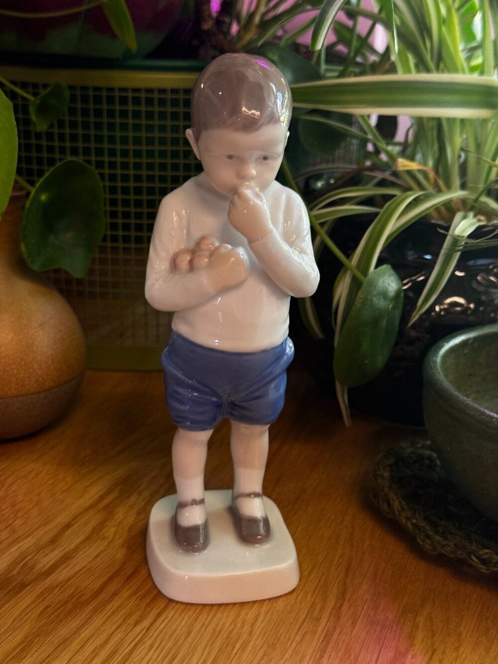 Bing Grondahl Peter, Boy with Apples Figurine No. 1696, Vintage Circa 1970